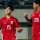 Pemain Timnas Indonesia U-17 Miraj Riski Sulaiman merayakan gol saat menghadapi China U-17 di Stadion Indomilk Arena.