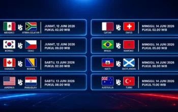 Jadwal Lengkap Piala Dunia 2026 menghadirkan pertandingan seru dari tim-tim unggulan dunia yang siap bersaing di turnamen terbesar sepak bola internasional.